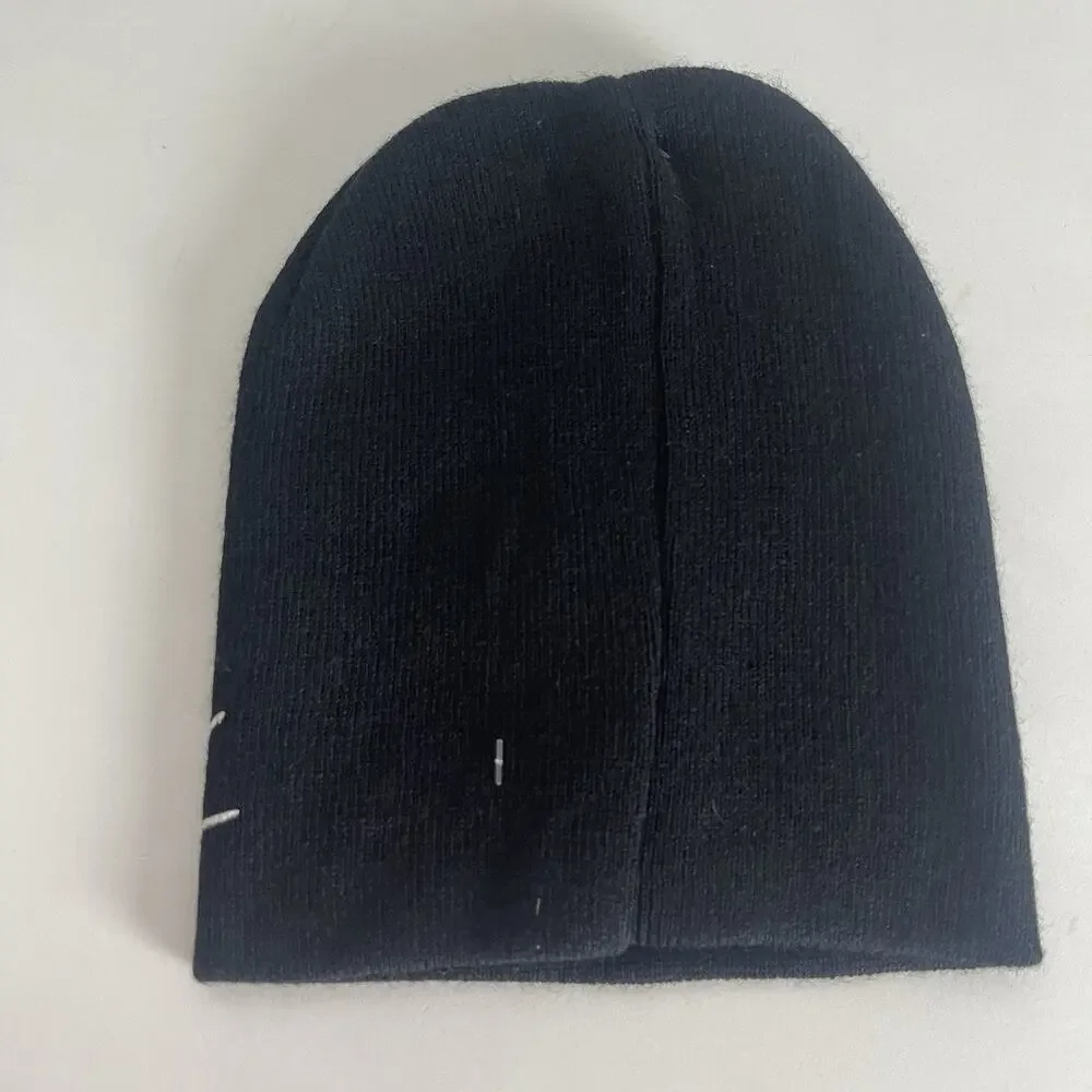 Cute‎ Youth Size Teens Cuffless Cat Knit Mask Beanie with Eye Holes Black